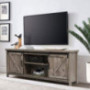 Farmhouse TV Stand Sliding Barn Door Wood Entertainment Center, Living Room Storage Cabinet Media Console w/Doors and Shelves