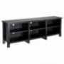 ROCKPOINT 70inch TV Stand Storage Media Console Entertainment Center,Tradition Black