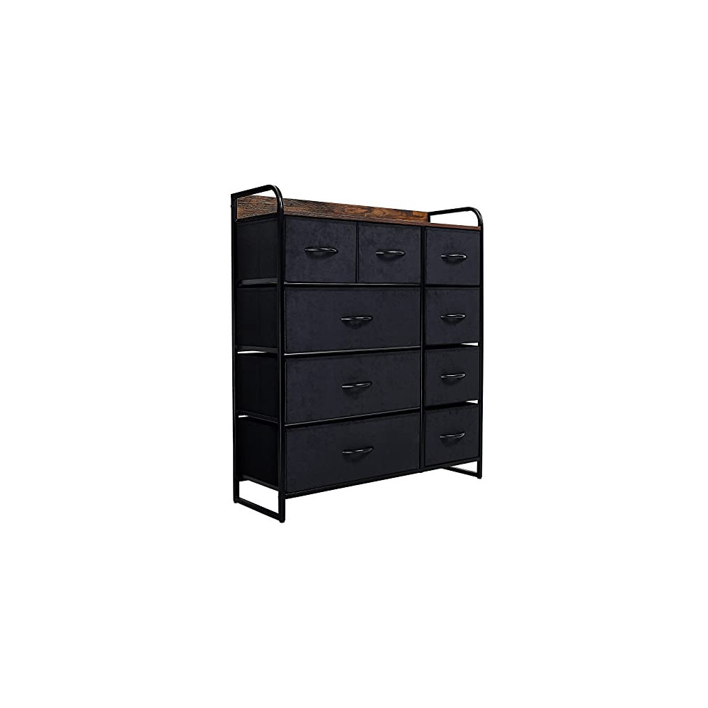 LYNCOHOME Dresser with 9 Drawers - Storage Dresser Furniture Unit,Livingroom Closet Organizer Furniture with Sturdy Steel Fra