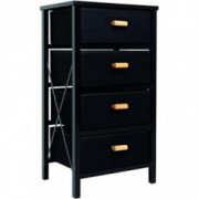 Zenacasa Foldable Dresser for Bedroom, Black - Small Dresser 4 Storage Drawers - Wood Dresser, No Assembly Needed, Clothes St