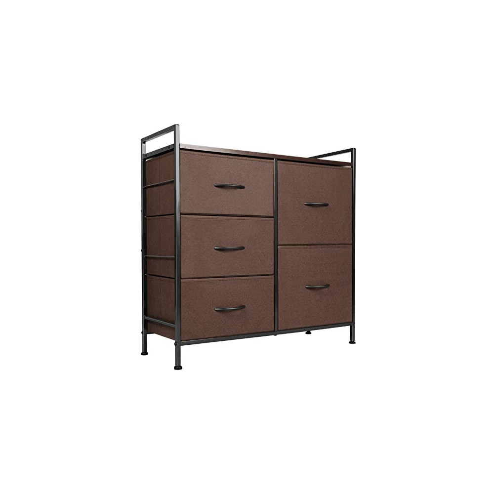 ODK Dresser with 5 Drawers, Fabric Storage Tower, Organizer Unit for Bedroom, Chest for Hallway, Closet. Steel Frame and Wood