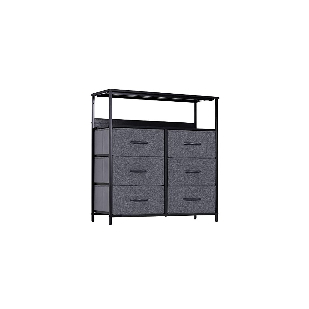 LYNCOHOME 6 Drawers Dresser with Shelves - Storage Cabinet for Bedroom, Closet, Office Organization, Storage Tower Organizer 