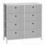 SONGMICS 4-Tier Storage Dresser with 8 Easy Pull Fabric Drawers and Wooden Tabletop for Closets, Nursery, Dorm Room, Light Gr