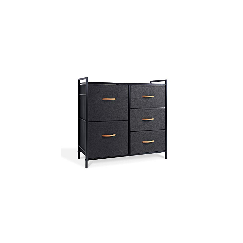 ROMOON Dresser Storage Drawer, 5 Fabric Units Organizer and Storage for Bedroom, Hallway, Entryway, Closets - Dark Gray