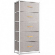 CubiCubi Dresser for Bedroom, Tall Kids Bedroom Fabric Dresser 5 Drawer Storage Tower Organizer Unit for Hallway Entryway Clo