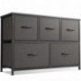 Cubiker Dresser for Bedroom with 5 Drawers, Fabric Storage Big Wide Dresser for Hallyway Closets, Sturdy Steel Frame, Wood To