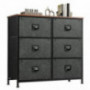 WLIVE Dresser with 6 Drawers, Fabric Storage Tower, Industrial Closet Organizer Unit with Metal Frame, Wooden Top, Storage Dr
