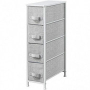 Topeakmart Fabric Dresser Narrow 4-Drawer Storage Tower - Vertical Organizer Unit - Sturdy Metal Frame, Wood Top, Easy Pull F