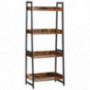 IRONCK Industrial Bookshelf 4-Tier, Bookcase 60" H Ladder Shelf, Storage Shelves Rack Shelf Unit, Accent Furniture Metal Fram