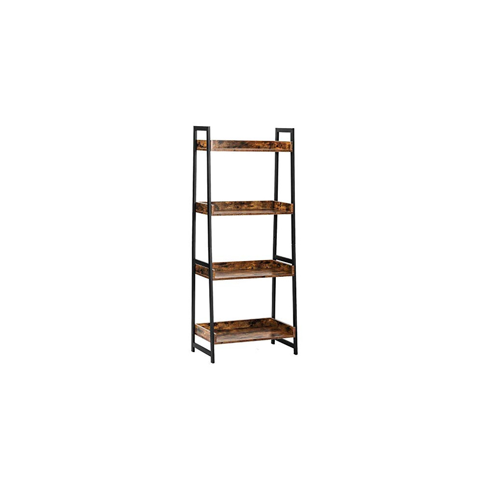 IRONCK Industrial Bookshelf 4-Tier, Bookcase 60" H Ladder Shelf, Storage Shelves Rack Shelf Unit, Accent Furniture Metal Fram
