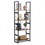 Ladder Shelf, Industrial Bookshelf, 4 Tier Bookcase Vintage Rustic Large Storage Rack Shelves, Wooden Look Furniture Bookshel