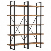 IRONCK Industrial Bookshelf and Bookcase Double Wide 5 Tier,Book Cases Wood and Metal Bookshelves for Home Office, Easy Assem