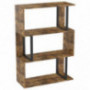 IRONCK Bookshelf and Bookcases 3 Tier Display Shelf, S-Shaped Metal and Wood Bookshelves, Freestanding Multifunctional Decora