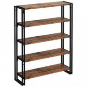 IRONCK Bookshelf and Bookcase 5 Tier, Wood and Metal Bookshelves Storage Shelves for Home Office, Sturdy Easy Assembly, Rusti