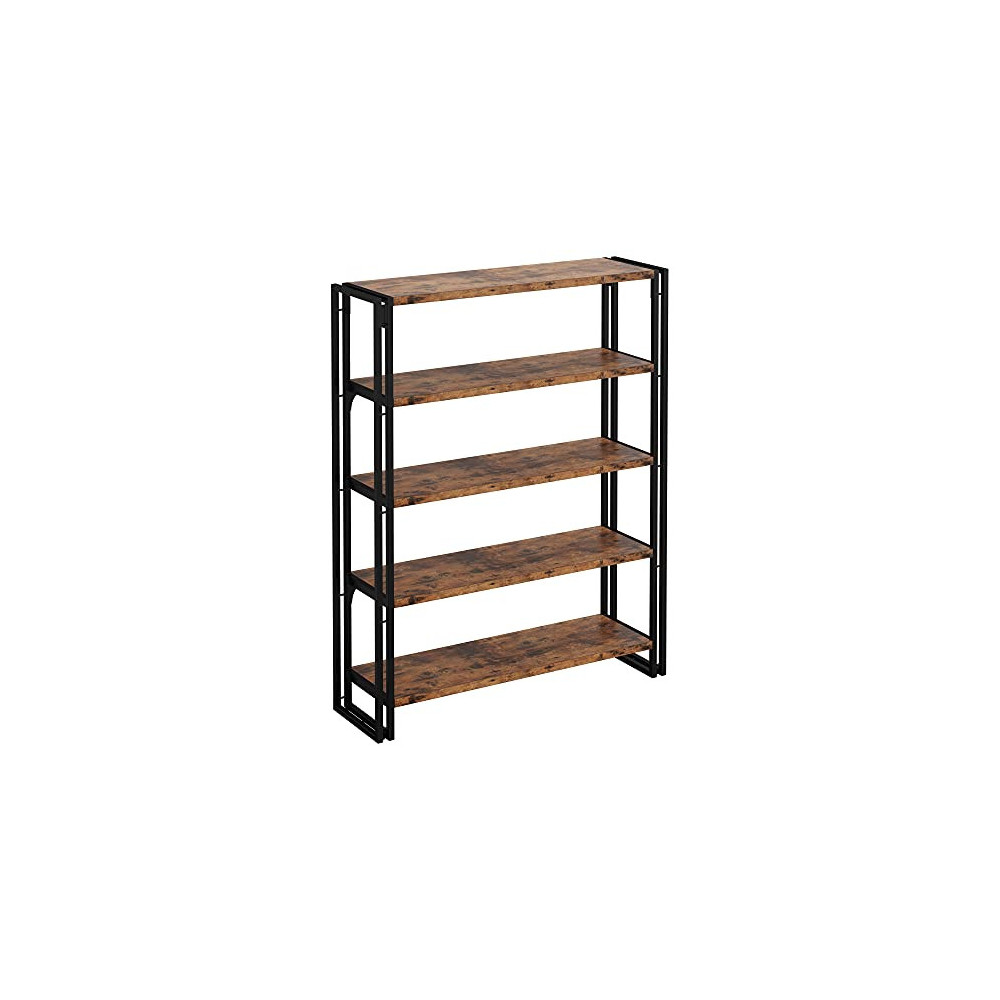 IRONCK Bookshelf and Bookcase 5 Tier, Wood and Metal Bookshelves Storage Shelves for Home Office, Sturdy Easy Assembly, Rusti
