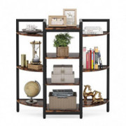 Tribesigns Triple Wide Bookshelves, 4-Tier Industrial Bookcase, Freestanding Bookshelf with 10 Open Storage Shelf, Vintage Bo