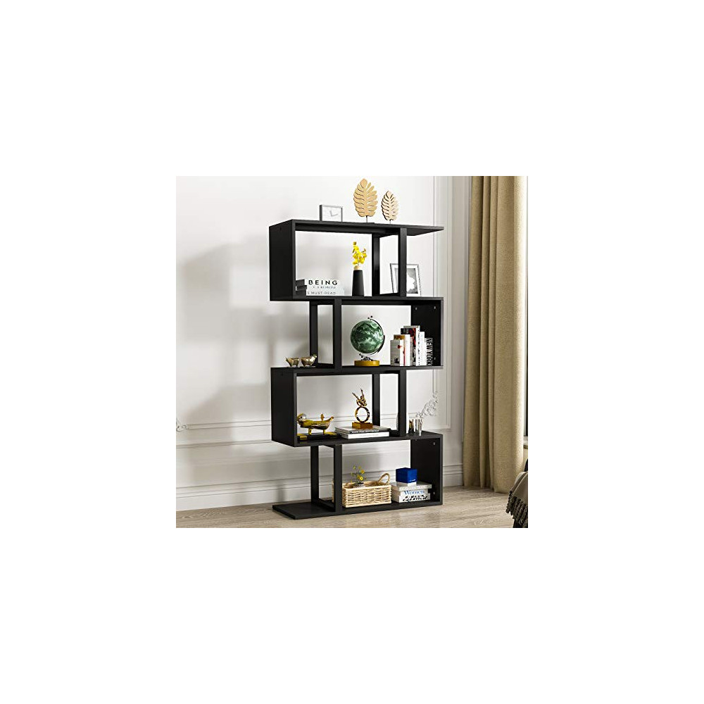 YITAHOME 5-Tier Bookshelf, S-Shaped Z-Shelf Bookshelves and Bookcase, Modern Freestanding Multifunctional Decorative Storage 