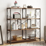 YITAHOME 4 Tier Bookshelf, Industrial Cube Bookcase and Bookshelves, Display Open Storage Bookcases Freestanding Decorative O