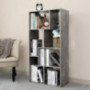 LESHUFAM Grey Bookshelf 5-Tier Open Bookshelves, Freestanding Wooden Bookcase, TV Stand, Cube Book Shelf Storage Organizer, M