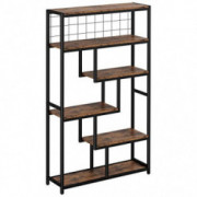 IRONCK Bookshelves and Bookcases 6-Shelf Etagere Bookcase, Industrial Open Display Shelves Geometric Bookcase with Sturdy Met