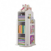NNR Bookshelf 3-Tier Rotating 360 degree Bookshelf Childrens Bookcase, Floor Standing Storage Rack Shelf for Home Office Whi