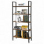 VINGLI 5 Tier Bookcases and Bookshelves,Industrial Bookshelf,5 Tier Etagere Bookcase,Home Office Bookshelf,Rustic Wood and Me