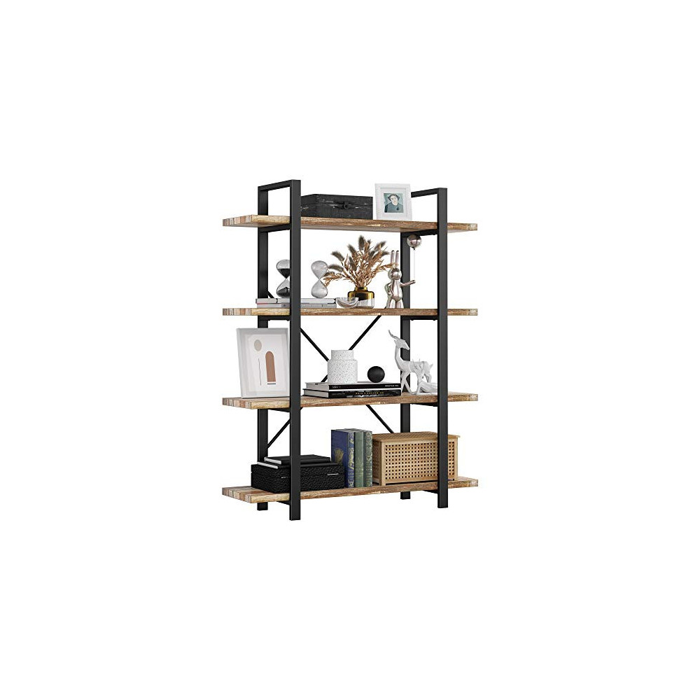 IRONCK Bookshelf and Bookcase 4-Tier, 130lbs/shelf Load Capacity, Industrial Bookshelves Storage Display Shelves, Home Office