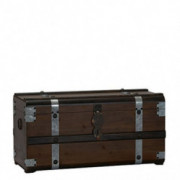 Household Essentials Steel Band Wood Storage Trunk | Large Chest, Brown