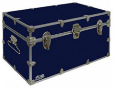C&N Footlockers UnderGrad Storage Trunk - College Dorm Chest - Durable with Lid Stay - 32 x 18 x 16.5 Inches  Navy 