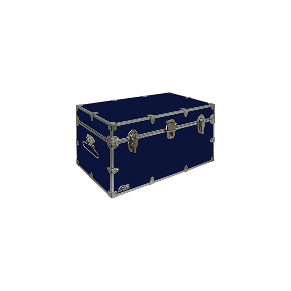 C&N Footlockers UnderGrad Storage Trunk - College Dorm Chest - Durable with Lid Stay - 32 x 18 x 16.5 Inches  Navy 