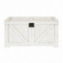 Kate and Laurel Cates Classic Farmhouse Small Wooden Storage Chest Trunk, Antique White with Vintage Brass Hardware