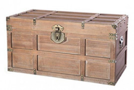 Vintiquewise Wooden Rectangular Lined Rustic Storage Trunk with Latch, Medium, Brown