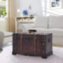 GOHINSSTAR Vintage Antique Wooden Storage Trunk with Handles 26x15x15.7 inch for Living Room