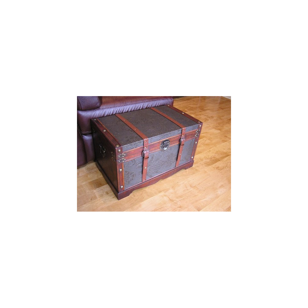 Saratoga Faux Leather Chest Wooden Steamer Trunk - Medium Trunk