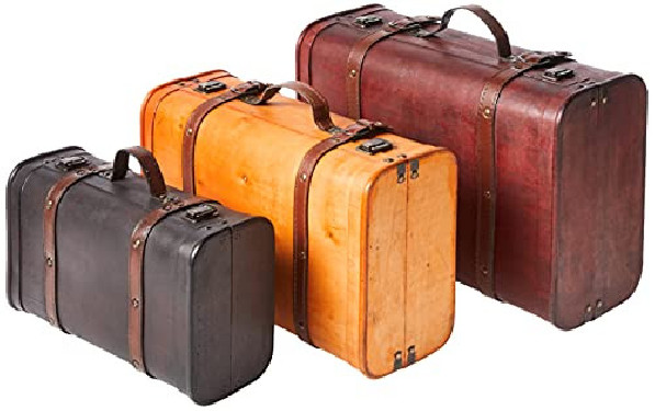 Vintiquewise QI003068.3 3-Colored Vintage Style Luggage Suitcase/Trunk, Set of 3