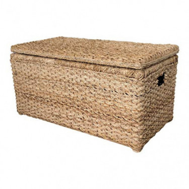 Wholestory Collective Handwoven Wicker 35" Banana Leaf Storage Trunk and Chest Toybox XL Organizers with Lid, Natural Color w