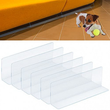 Gogmooi 6.3 Inches 6 Pcs Under Bed Blocker for Pets, High Under Fence Gap Barrier PVC Under Bed Blocker with Adhesive for Sof
