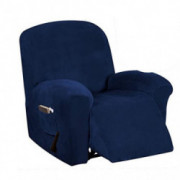 ASDFGHJ 4-Piece Single Seat Recliner Chair Covers，Velvet Soft Sofa Covers，with Side Pocket Chair Sofa Slipcover，Suitable for 