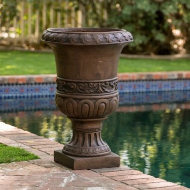Roma 26-inch Antique Brown Urn Planter Roma 26-inch Antique Brown Urn Planter