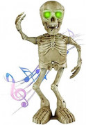 Happy pet supplies Halloween Skeleton Decoration Indoor Dancing Skeleton Animated Halloween Skull Prop Singing with LED Eyes 