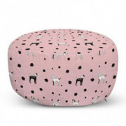 Lunarable Dalmatian Ottoman Pouf, Pastel Puppy Modern Animal Love Pets Paws Baby Illustration, Decorative Soft Foot Rest with