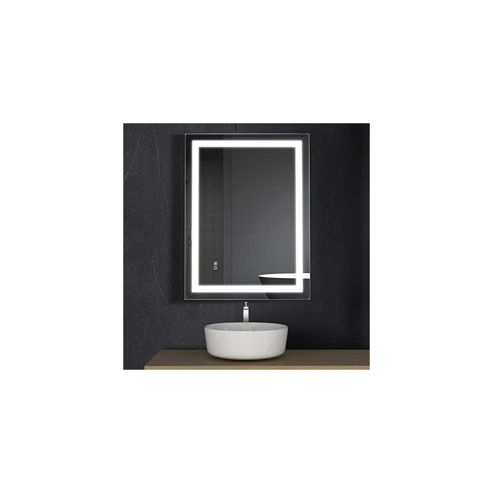 Kevibruno 32x24 Inches LED Bathroom Mirror Anti-Fog Dimmable Vanity Mirror Wall Mounted Makeup Memory Mirror,with Touch Switc