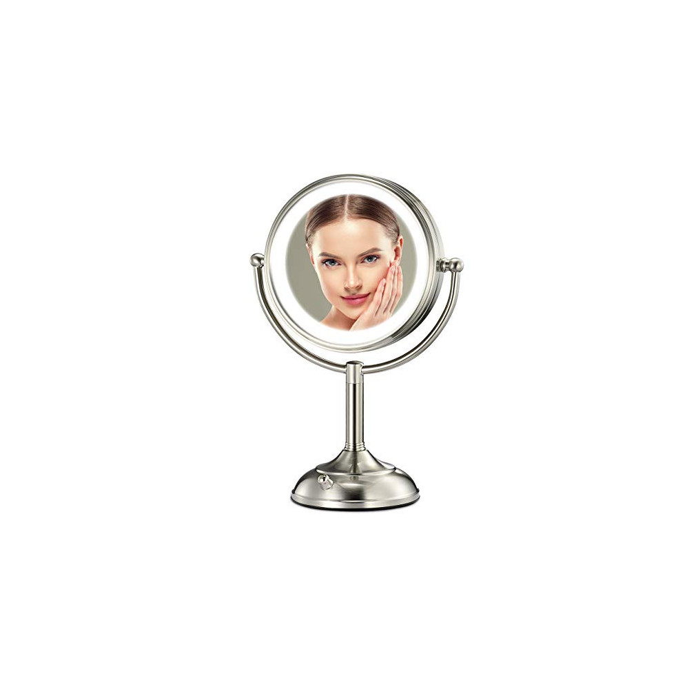 Professional 8.5" Lighted Makeup Mirror Updated with 3 Color Lighting, 1X/10X Magnifying Swivel Vanity Mirror with 32 LED Lig