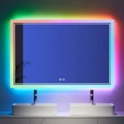 48 x 32 Inch LED Bathroom Mirror RGB Color Changing Mirror with Dimmable Lights, Memory Function, Anti-Fog, Touch Switch  Hor