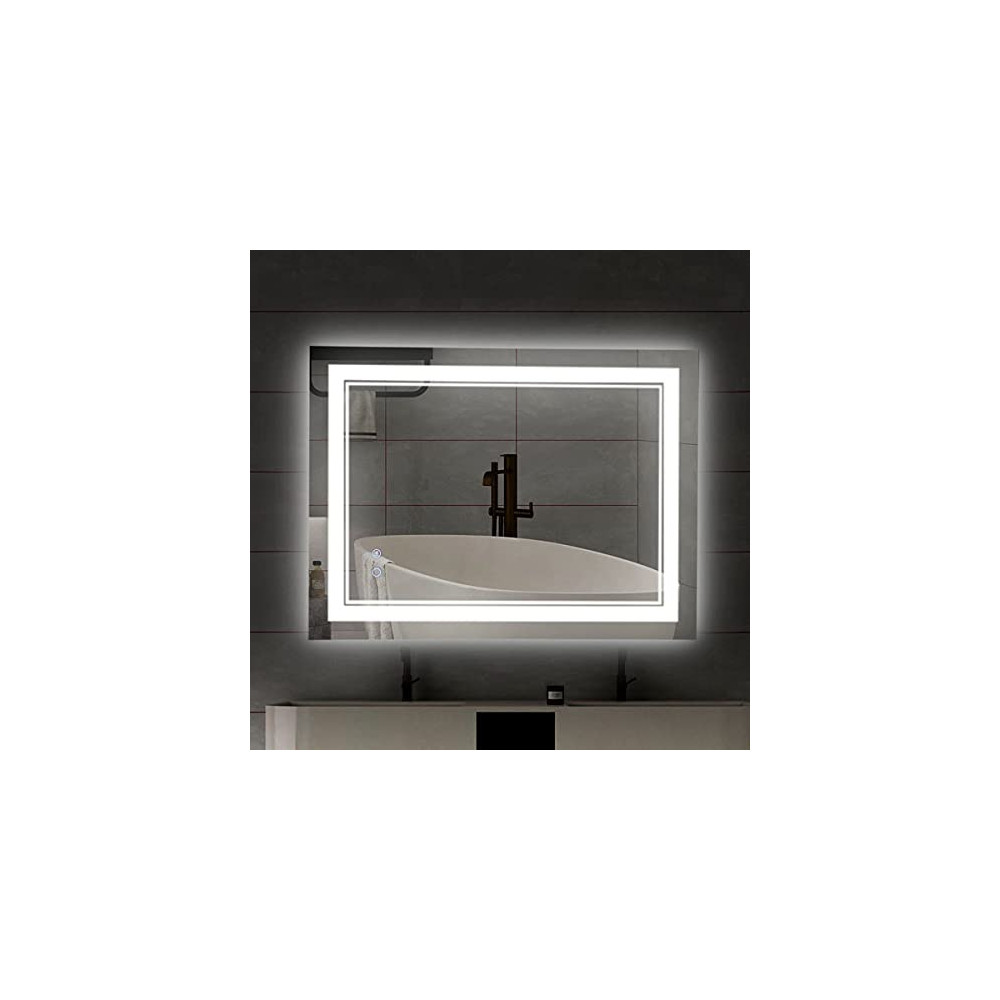 24" x 32" LED Bathroom Mirror Wall-Mounted Vanity Anti-Fog Mirror Dimmable Adjustable Light LED Makeup Mirror Vertical/Horizo