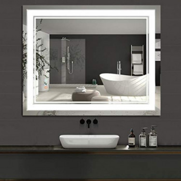 Homedex 40”x 32” Bathroom Led Vanity Mirror with 3 Colors Light, Dimmable Touch Switch Control, Anti-Fog Wall Mounted Makeup 