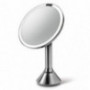 simplehuman 8" Round Sensor Makeup Mirror with Touch-Control Dual Light Settings, 5x Magnification, Rechargeable and Cordless