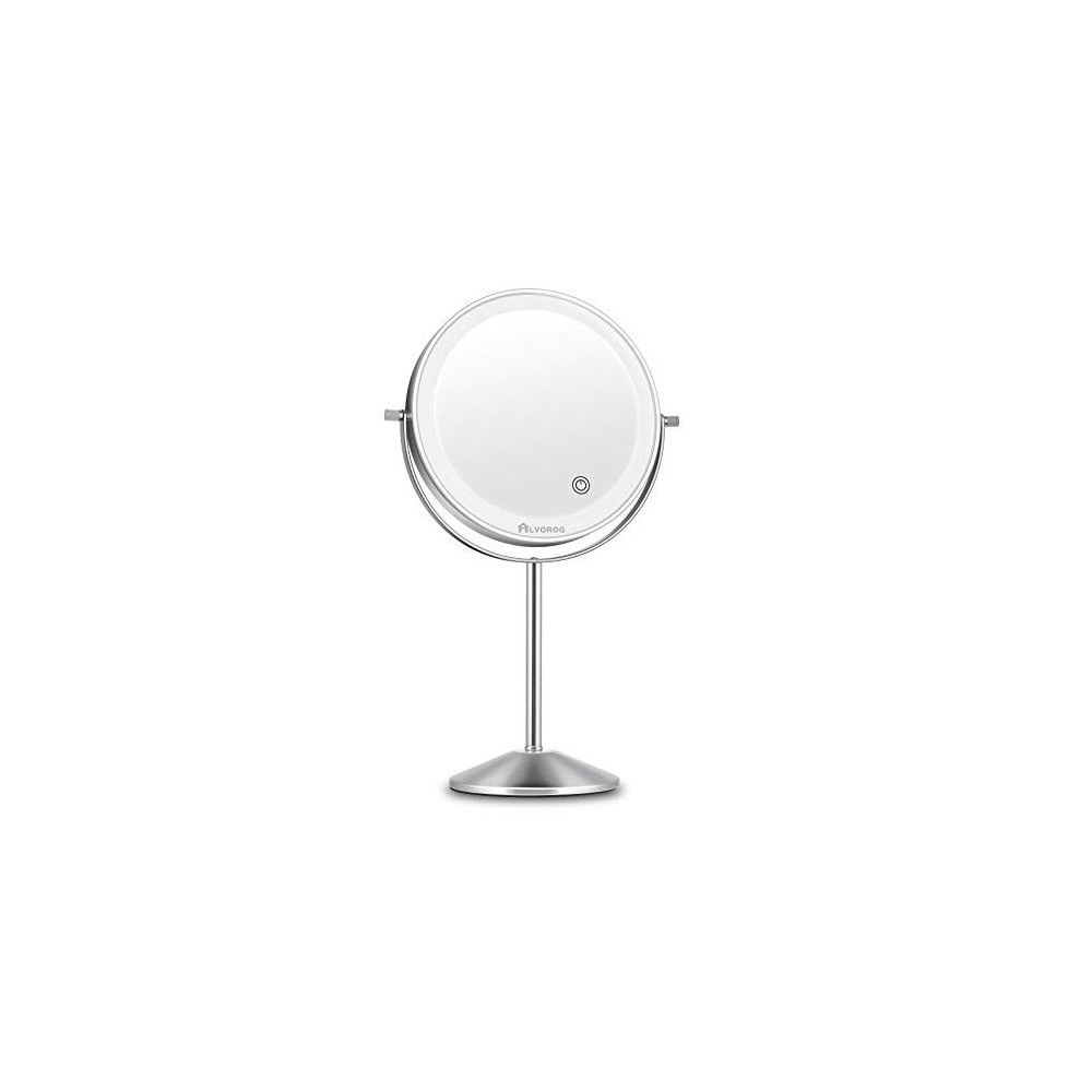alvorog Makeup Mirror with Lights Rechargeable 3 Color Lighting Modes 72 LEDs Touch Switch Intelligent Shutdown Vanity Mirror