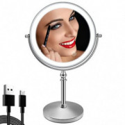DUOVIO Lighted Makeup Mirror USB Rechargeable 1x/10x Magnification 8 Inch 3 Color Lighting Tabletop Vanity Mirror with Dimmin