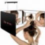 JUSRON 3 Way Mirror for Self Hair Cutting with Lights, Rechargeable LED Makeup Mirror, Light Up Mirror can be Used for Hair C